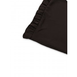 Women's Elegant Black -Line Dress with Collar & Ruffled Short Sleeves - Fitted Waist Short Length (bove Knee) Long Dress, Machine Washable -Season Formal/Casual Wear, Bow Tie Closure - Tailored for Weddings & Office ttire, Black Dresses For Women, Long Sleeve Dresses For Women, Dresses For Women Elegant Classy, Black Dresses For Women Elegant Classy, Fall Dresses For Women, High Neck Dress For Women, Blouse For Women, Party Dresses For Women, Dresses For Women Winter, Dresses