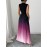 Women'S Elegant Gradient Ombre Sleeveless Maxi Dress - High Neck A-Line Silhouette with Puff Sleeve Accent, Vibrant Purple-Pink-Purple Print, Lightweight Summer Formal & Semi-Formal Evening Gown for Beach Parties, Weddings