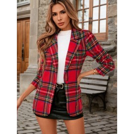New Women'S Jacket | Stylish, Slim Fit, Trendy Design, Autumn Loose Casual Long Sleeve Christmas Plaid Versatile Suit Jacket, Single Breasted, Half Placket, Button Details.