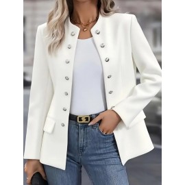 Women's Slim-Fit Blazer Jacket - Tailored X-Line Pure Color Button Front Closure, Elegant Office to Party Outerwear for Fall/Winter, Machine Washable (Black) | Bestseller for work, Halloween & Black Friday | Elegant Special Line