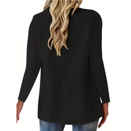 Womens Button Blazer Long Sleeve Open Front Jacket Solid Color Office Coat Blazer