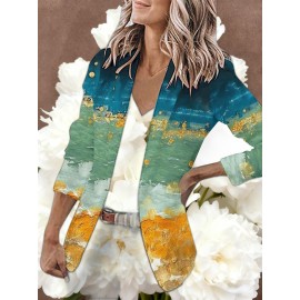 Women's Loose-Fit Full-Length Cardigan Jacket with Front Button Closure - Long Sleeve Blouse for work, Business & Casual Outfits | Single-Breasted Coat (Machine Washable Outerwear, OL Suit Essential)