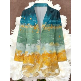 Women's Loose-Fit Full-Length Cardigan Jacket with Front Button Closure - Long Sleeve Blouse for work, Business & Casual Outfits | Single-Breasted Coat (Machine Washable Outerwear, OL Suit Essential)