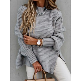 Women'S Oversized Grey Sweater - Soft High Neck Winter Warmth, All-Season Cozy Pullover, Trendy Casual & Formal Wear, Versatile Layering Piece for Everyday Outfits (No Bulk, Durable & Comfortable)