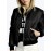 Women'S Classic Bomber Jacket Long Sleeve Stand Collar Zip Up Jacket Loose Fall Outwear