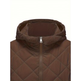 Women'S Fitted Hooded Coat with Pockets | Adjustable Drawstring Hood, Lightweight and Comfortable, Solid Color, Ideal for Autumn and Winter