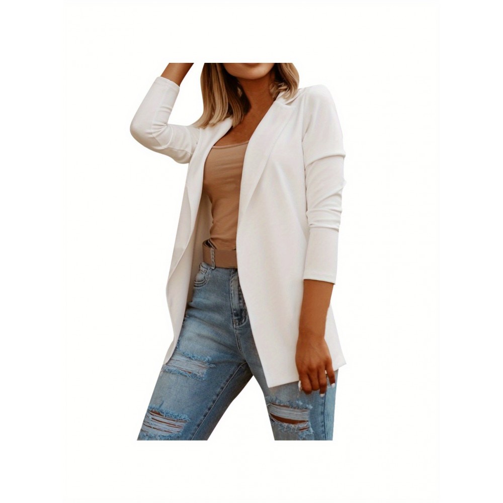 Women'S Slim Fit Solid Color Blazer - Chic Long Sleeve Single-Button Jacket, Lightweight All-Season Versatile Office & Casual Wear, Versatile Fashion | Chic Blazer | Lightweight Jacket